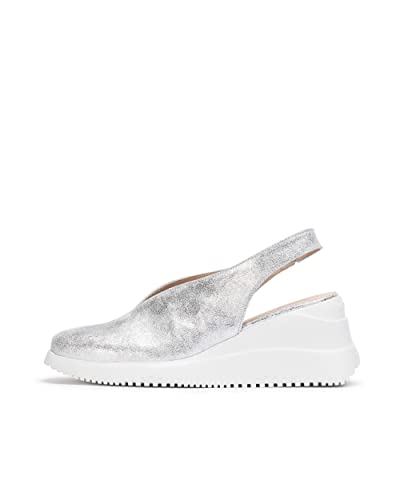 Wonders Zapato Cuña Walter Plata para Mujer Metalizados 39