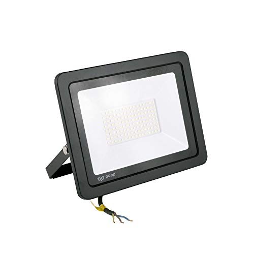 Popp® Floodlight LED Foco Proyector LED Negro para Exterior 100W Luz calida 3000K Eficiencia Luminosa 100LM/W Protección contra Sobrevoltajes, Resistente al Agua IP65 (3000K, 100W)