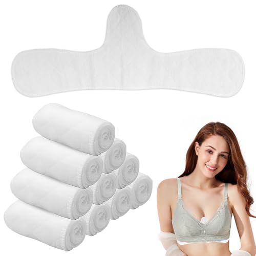 Nakutita 10 Stück BH Einlagen Schwitzen,Unterbrust Schwitzschutz Pads für Frauen,Wiederverwendbare Baumwolle BH Einlagen,Waschbare Atmungsaktiv BH Einlagen Baumwolle(Weiß)