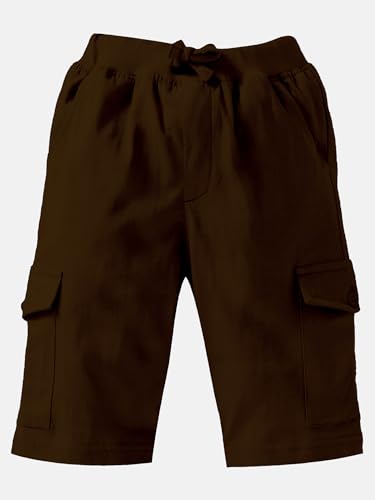 Image of KiddoPanti Boys Knit Solid Cargo Shorts | 100% Cotton | Comfortable Rib Waistband | 2 Front Pockets & 2 Cargo Pockets | Sport Bermuda Half Pant for Boys