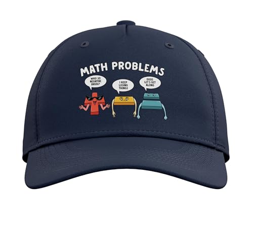 Math Problems Symbols Funny Teacher Back to School Meme Adjustable Printed Baseball Hat, Navy Blue