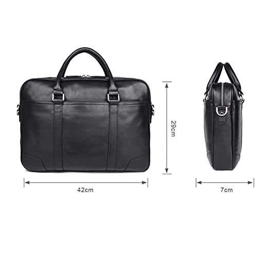 Computers Bags, Briefcases for Men, Messenger Shoulder Bags, Business Mens Genuine Leather Laptop Bags, Handbags (Color : Black)2