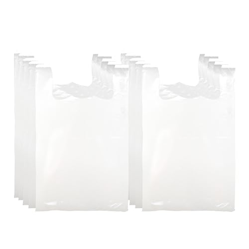 SSWBasics Large White Plastic T-Shirt Shopping Bags (Case of 500) - 18" x 8" x 30” - Perfect for Restaurant, Retail, Grocery, Takeout - Made of High Density Polyethylene Plastic (HDPE) - Thumbnail 6