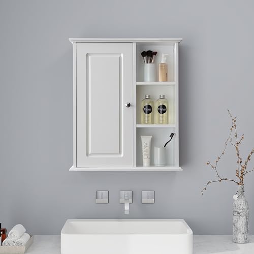 Bathroom Wall Cabinet Over The Toilet Storage Cabinet Wall Mounted Storage Cabinet Wooden Medicine Cabinets for Bathroom Laundry Room Kitchen White