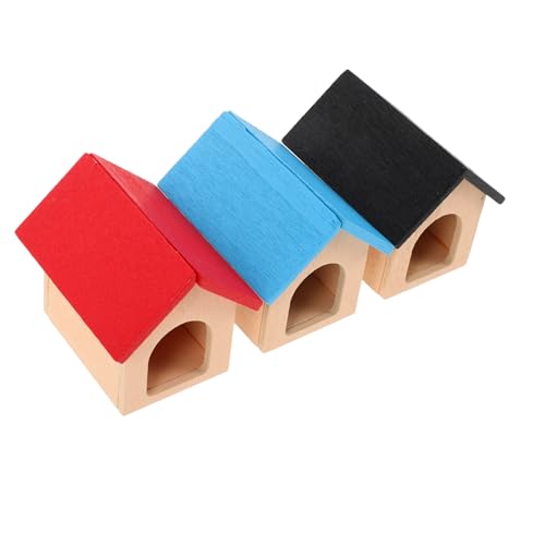 Hohopeti 3 Pezzi Miniatura Casetta per Cani in Legno per Casa delle Bambole Accessori Giardino Fatato Rifugio Solido e Resistente per Gioco Educativo e Scenari Esterni