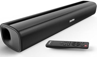 Saiyin Sound Bar,17 inch Sound Bar for Smart TV with Bluetooth 5.3/Optical/AUX Connection, Soundbar for TV/PC/Gaming/Projectors,Wall Mountable & Ultra Compact Design