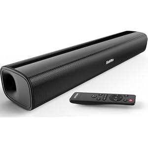 Saiyin Compact Sound Bar,40 Watts Small Soundbar for TV,Surround Sound System TV Sound Bar Speakers with Bluetooth/Optical/AUX Connection for PC/Gaming/Projectors,17inch