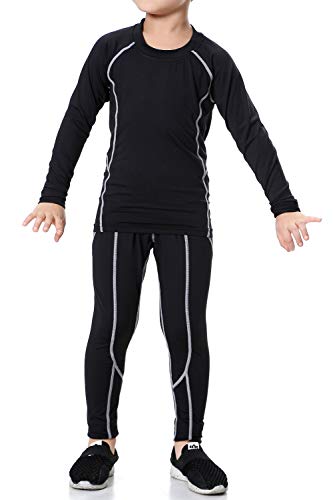 LANBAOSI Kids Thermal Underwear Set Athletic Shirt Pants for Boys Girls 2PCS
