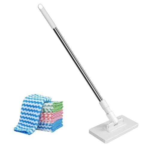 Escoba plana, cabeza cerrada, mango largo, limpieza de escoba de polvo seco y húmedo para pisos, para parabrisas, casa, apartamento, oficina, dormitorio, baño, sala de estar