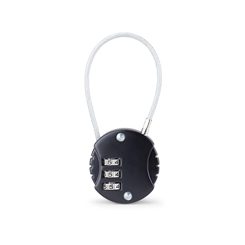Image of American Tourister 3-Dial Cable Lock | Travel Lock | Luggage & Backpack Security | Resettable Combination Lock | Black