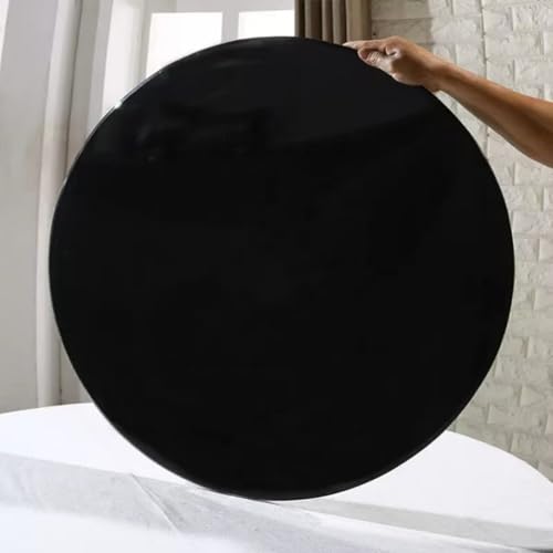 Image of Tempered Glass Round Table Top 35.4 Inch Diameter, 3 /8 Inch Thick, Heavy-Duty Safety Glass Circle for Dining Table, Desk, Patio Base Replacement-Black