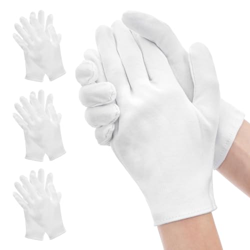 Bewudy 4 Paar Weiße Handschuhe Baumwolle, Weiche Baumwollhandschuhe Elastische Stoffhandschuhe Care Baumwollhandschuhe Weiße Handschuhe Schützenfest Für Tägliche Arbeit...