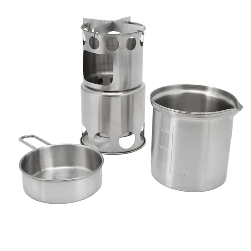Anu Limen Steel Camping Cookware Set 1.2L – Wind-Proof Stove with Measuring Marks, Non-Slip Support and Mesh Pouch for Outdoor Cooking, Hiking and Picnic - Image 8