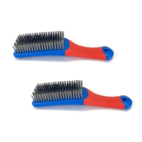 2 PCS Wire Brushes Professional Wire Grill Brushes Wire Cleaner Heavy Duty Stainless Steel Grill Cleaning Wire Brush with Rubber Covered Handle for BBQ Grill Accessories