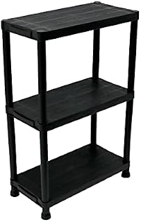 Oypla 3 Tier Black Plastic Heavy Duty Shelving Racking Storage Unit