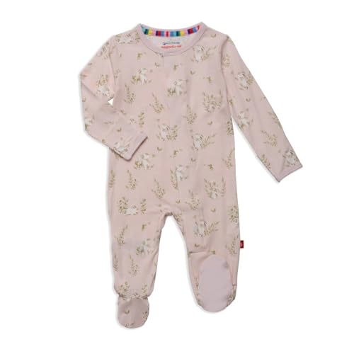 Image of Magnetic Me Girls Modal Magnetic Baby Footie Pajamas | Silky Soft Modal Fabric | Baby Sleepers Available Sizes PRE - 24M