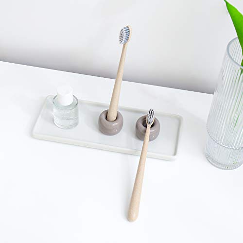 Airmoon Mini Ceramics Handmade Couple Toothbrush Holder Stand For Bathroom Vanity Countertops,Dim Gray, Pack Of 2 #TOP6