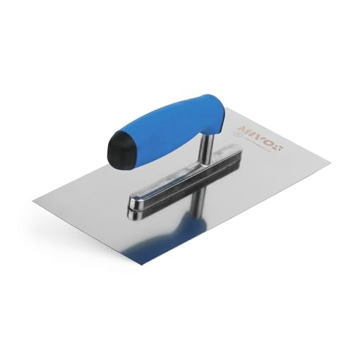 Mivos Truelle à Plâtre en Acier Inoxydable 270x130 mm – Taloche de Lissage avec Poignée Bi Matière - Platoir De Finition pour Travaux de Maçonnerie –...