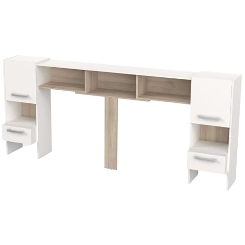 Demeyere Cabecero Dormitorio Principal Watson Color Roble Kronberg y Blanco Mate Habitación Doble 135/140/150 cm