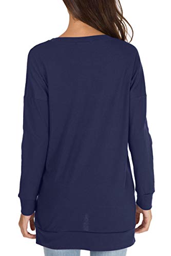 Image of levaca Women's Fall Long Sleeve Side Split Loose Blouses Casual Pullover Tunic Tops