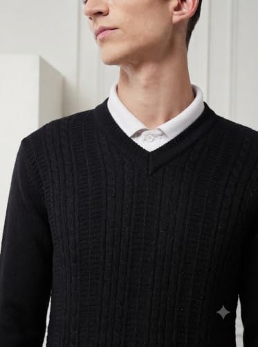 Image of Pivl Men's V Neck Winter Solid Sweater - Warmth and Style for The Season