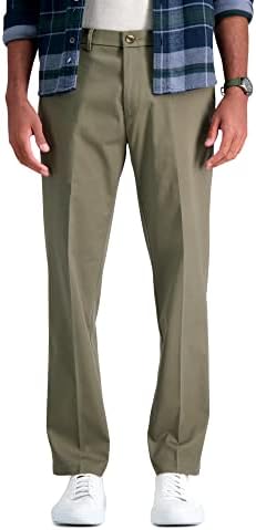 Haggar Herren-Hose, bügelfrei, Premium-Khaki, gerade Passform, Flache Vorderseite, Khaki, Toast, 36W / 29L