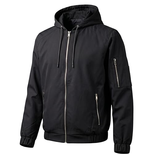 Image of Men's Water-Resistant Full Sleeve Jacket for Light Rain - Zipper Closure, Inside Pocket - Ideal for Bikers & Outdoor Activities