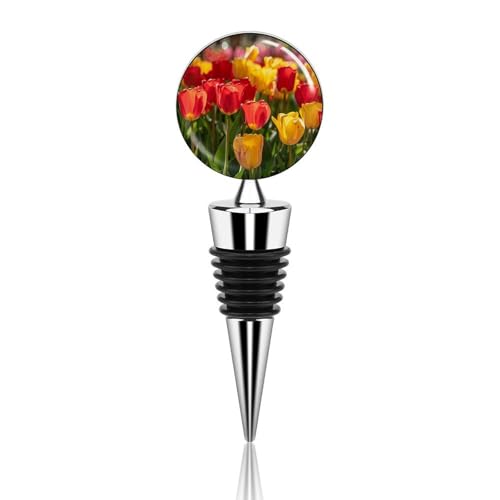 Wine Bottle Stoppers Tulips Blooming Images Bottle Stoppers Reusable Bottle Saver Sealer Wine Corks for Wine Champagne Prosecco Beer Spirits Collection