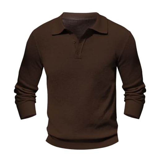 Maskjuwio V-Neck Polo Shirt Men's Long Sleeve Knitwear, Business Shirt Plain Polo Shirt, Golf Base Shirt, Comfortable Long Sleeve Shirt, Slim Fit Casual Shirt, Autumn Shirt, Long Sleeve T-Shirt
