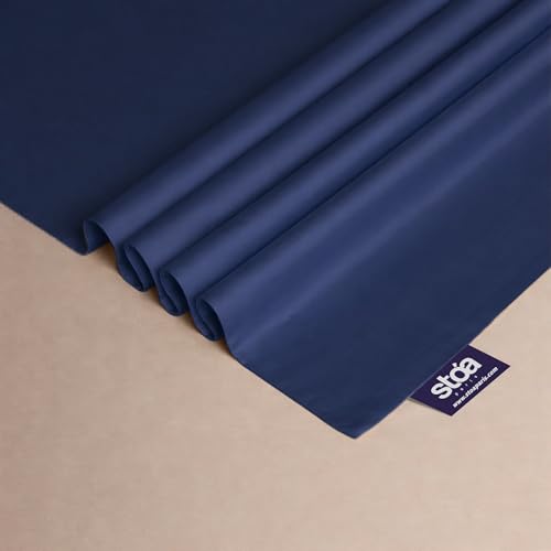 Image of Stoa Paris 350TC Luxstre Cotton Super King Flat Bedding Set for King & Double Size Beds with 2 Pillow Covers, 274cm x 274 cm Bedsheet, All-Season Comfort, Breathable, Home Decor, Panache - Navy