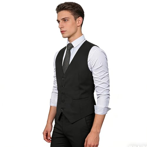 Image of Alizeal Mens Classic Solid Suit Vest Regular Fit Tuxedo Waistcoat