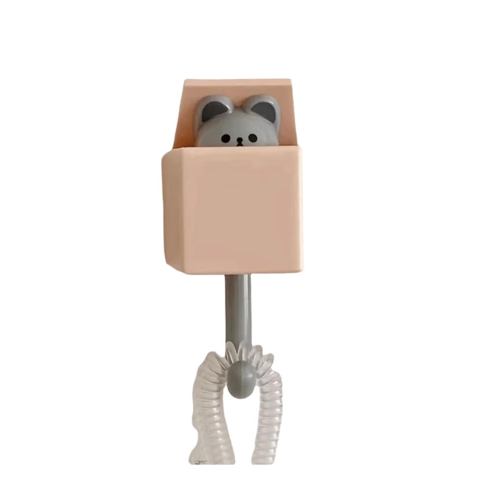 Dazhua Grey 3Pcs Cute Cartoon Cat Self-Adhesive Wall Hooks - No Drill Plastic Hanger For Key And Coat Storage, Fun Home Decor(Grey)