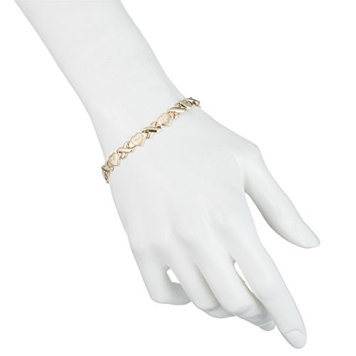 Floreo 10K Yellow Gold Stampato Xoxo X & Heart Chain Bracelet, 8 Inch #TOP1