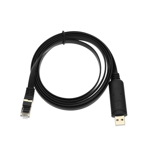 USB 2.0 to RJ45 Console Cable Serial Console Cord 1.8m RS232 Serial Adapter USB to RJ45 Serial Cable Compatible with Cisco TP-Link Ubiquiti, Black