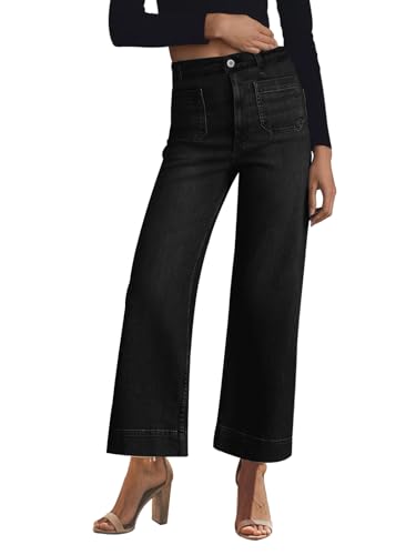 Jean de qualité supérieure KUNMI coupe ample droite denim noir durable