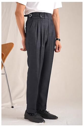 Mens Dress Pants Classic Gurkha Pants Slim Fit Casual Pleated Business Lightweight Trousers4
