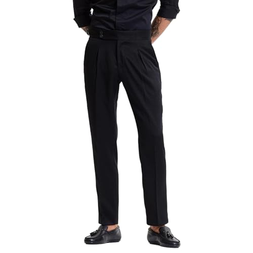 Image of SNITCH Slim Fit Black Stretch Trousers