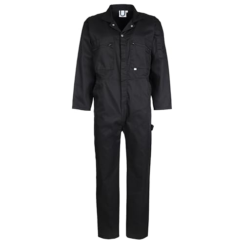 Fort - Zip Front Coverall - Black - 42 - Handy Pockets - Work Overalls for Men