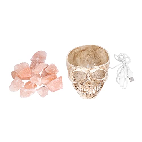 無段階調光付きクリスタルソルトランプ、ユニークなスカルシェイプLEDナイトライト、マイナスイオン放出付き空気清浄機、寝室瞑想用USB電源装飾ランプ Rela