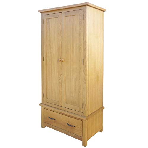 Preisvergleich Produktbild Namotu vidaXL Kleiderschrank mit 1 Schublade 90×52×183 cm Massivholz Eiche