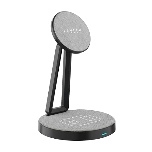 Levelo Dualflow 2-in-1 Wireless Charging Stand: Fast Wireless Charging, Strong Magnetic Power, Multi-Angle Rotation Axis, 15W Magnetic Wireless Charging