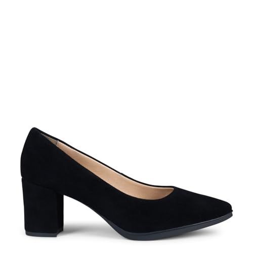 Zapatos de tacón Medio en Piel de Ante Negro, EU 39