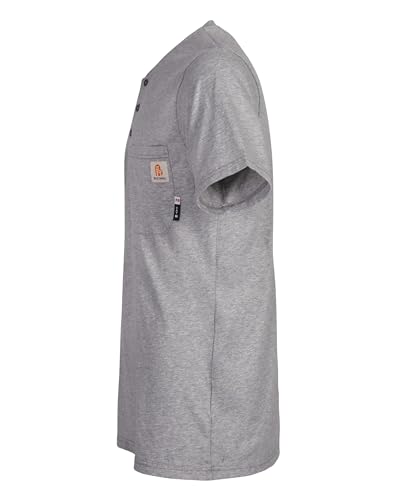 Image of BOCOMAL FR Shirts Short Sleeve Flame Resistant Shirt 5.5oz 100% Cotton Light Weight CAT2 Fire Retardant Henley Shirts