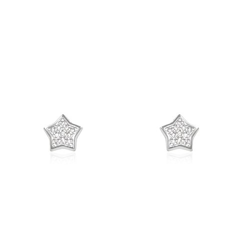 Pendientes de plata estrella con circonitas Mondepetit para mujer y niña