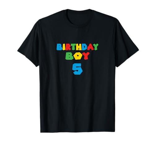 Birthday Boy 5 años | Familia de juegos retro a juego Camiseta
