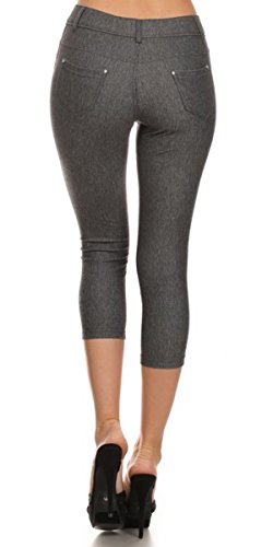 YELETE Women's Basic Solid Color Cotton Blend Capri Jeggings3