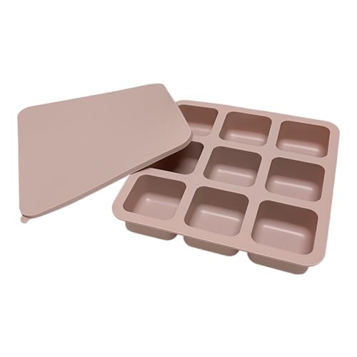 YRTUOP 冷凍庫用 アイスキューブ トレイ | 蓋付き 9型 シリコン 再利用可能 キッチン用具 | スクエアアイストレイ | バーパーティー、キャンプ、カクテル、コーヒー、飲料、食品、チョコレートキャンディ、フルーツカクテル、チョコレート用