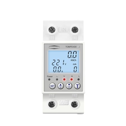Compteur d'énergie et disjoncteur 220V 63A avec protection complète rail DIN