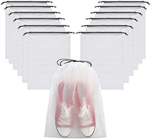 Vorspack Transparent Shoe Bags for Travel Large Clear Shoes Organizers Storage Pouch with Rope for Men and Women 13 Pack, White, 13 PCS