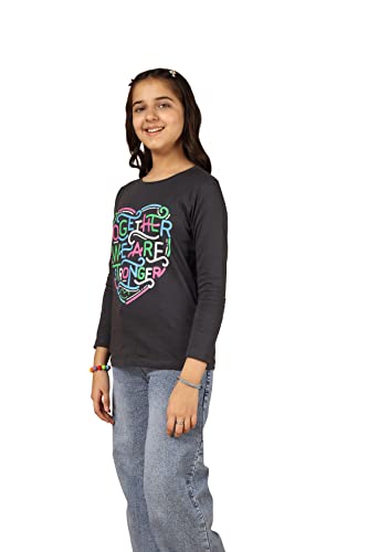 Image of KYDA KIDS 100% Cotton Girls Full Sleeve Printed T-Shirt,Regular fit Round Neck Tops (Pack of 3)